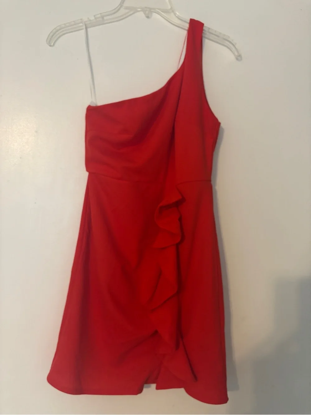 Hello Molly Red One-Shoulder Ruffle Cocktail Dress - Picture 1 of 2